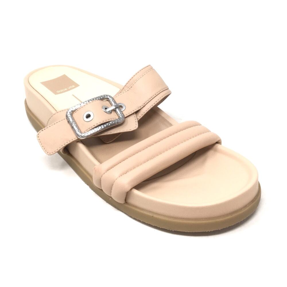 Dolce Vita Shaila Women's Sz 9 Cream Leather Buckle Strap Platform Slide Sandals